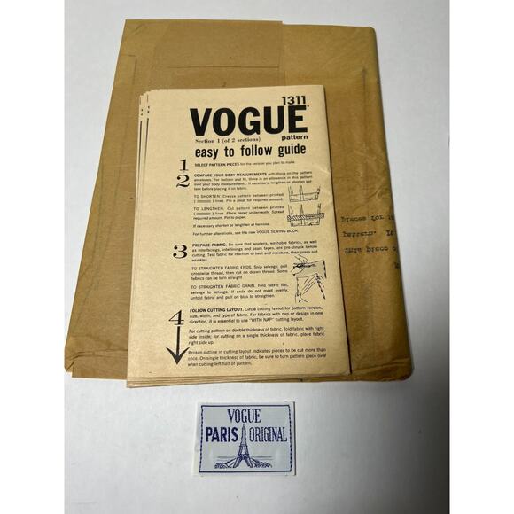 VTG Vogue Paris Original 1311 Dior Evening Dress UNCUT + Label Size 14 Bust 34